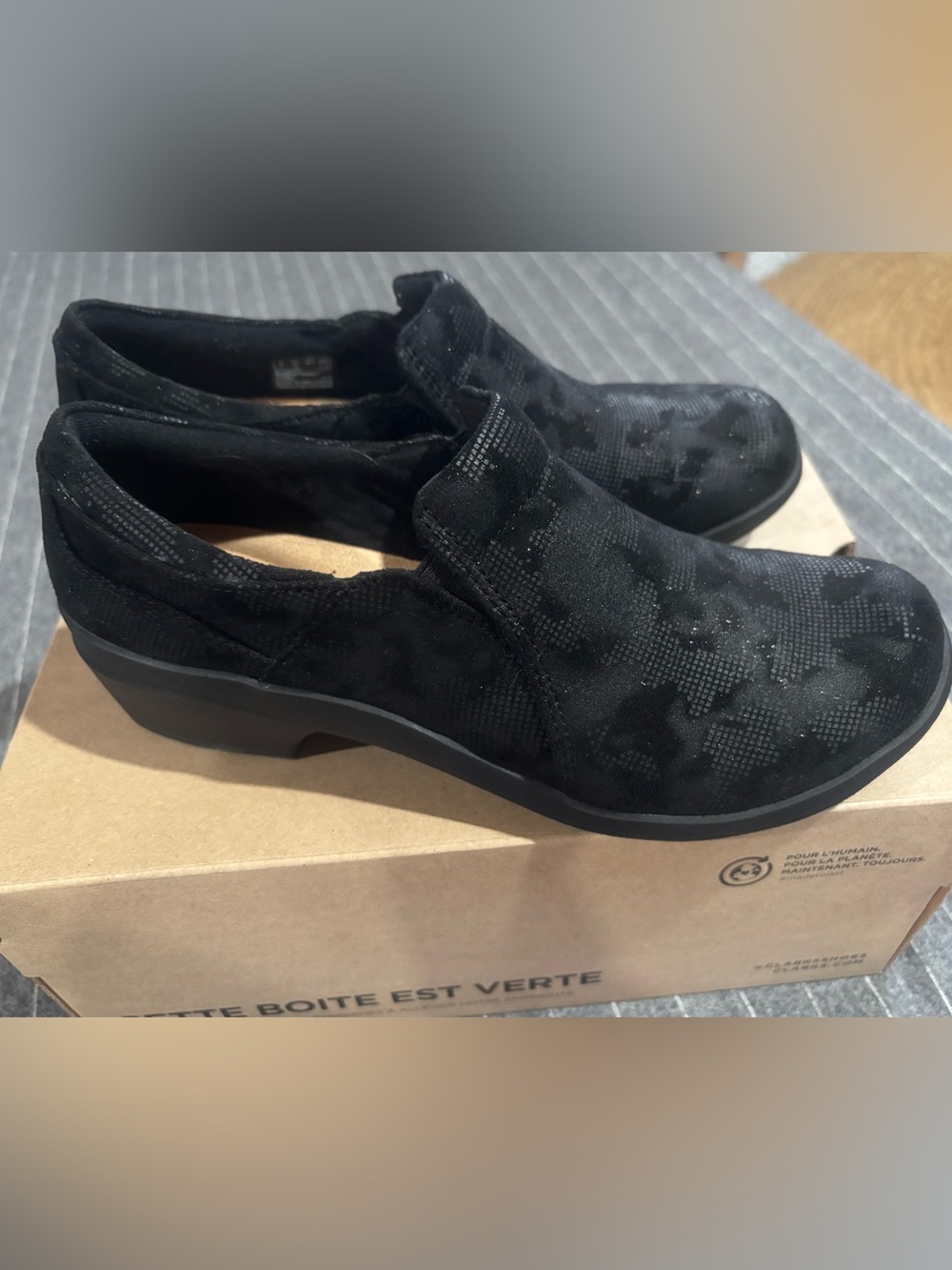 Clarks Talene Pace Black Slip-On Comfort Loafers 8.5